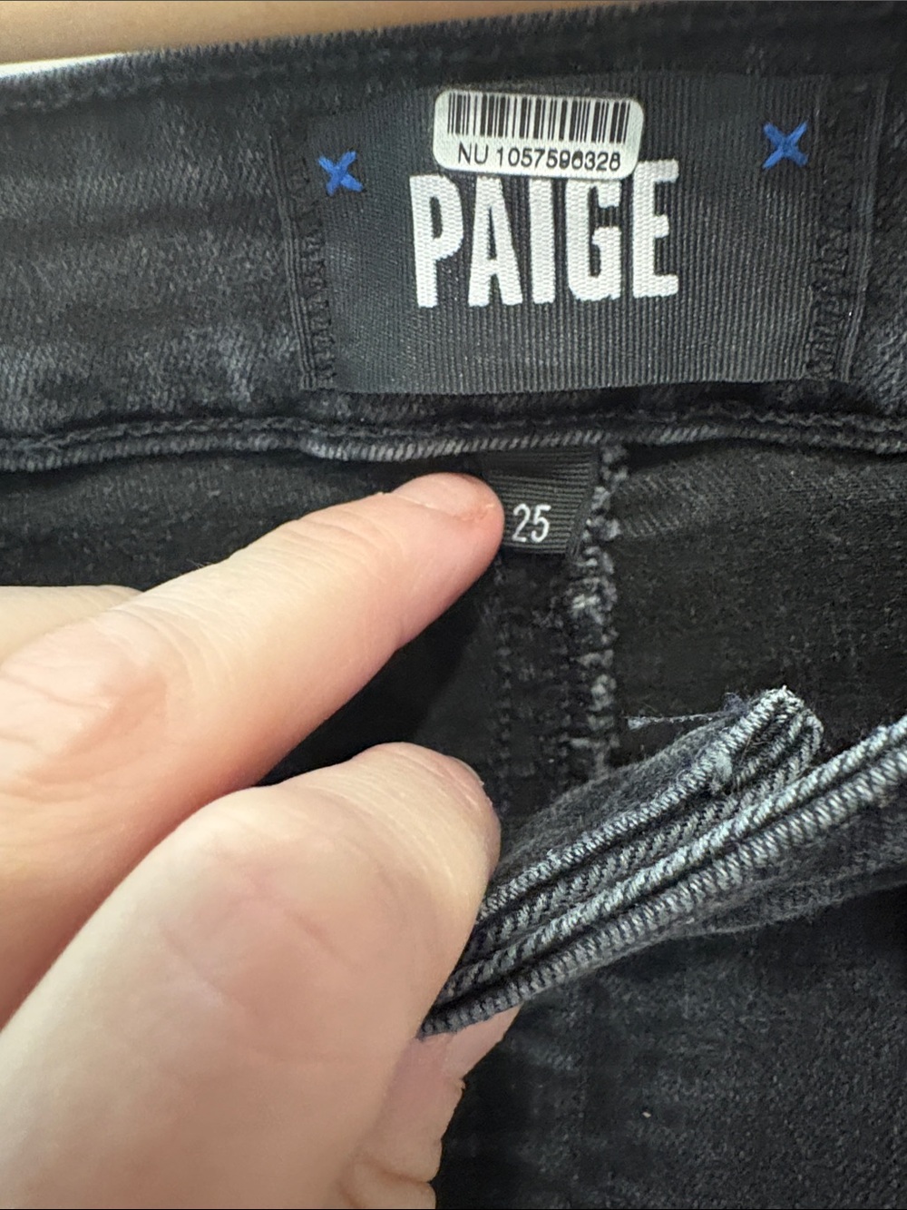 PAIGE Black High Rise Straight Crop Jeans Raw Hem Size 25 - Picture 2 of 4